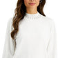 Karen Scott Suéter Feminino Gola Mock com Tachas Tamanho Natural Extra Pequeno