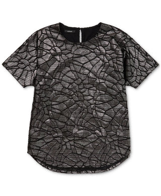 Alfani Women's Animal-Print Burnout Top Dark Gray Size Medium
