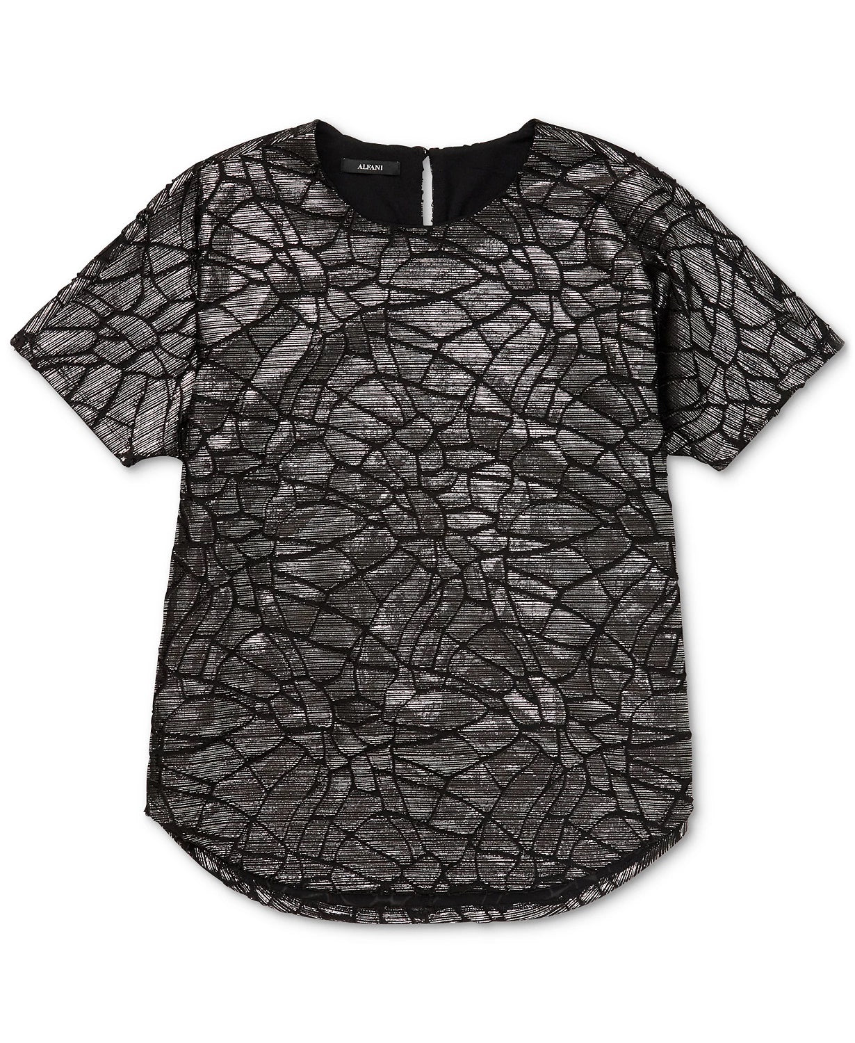 Blusa feminina Alfani com estampa animal e estampa de animal, cinza escuro, tamanho pequeno