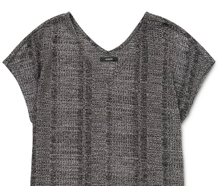 Blusa feminina Alfani metálica de manga curta cinza escuro tamanho pequeno