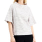 Blusa feminina Alfani com estampa animal metálica e gola alta, branca, tamanho extra grande