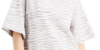 Blusa feminina Alfani com estampa animal metálica e gola alta, branca, tamanho extra grande