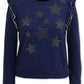 Moletom feminino com babados e estrela da INC International Concepts, azul, tamanho médio