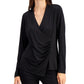 Blusa Alfani Feminina Estilo Wrap Cinza Tamanho Médio