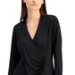 Blusa Alfani Feminina Estilo Wrap Cinza Tamanho Médio