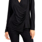 Blusa Alfani Feminina Estilo Wrap Cinza Tamanho Médio