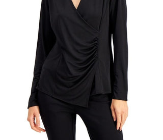 Blusa Alfani Feminina Estilo Wrap Cinza Tamanho Médio