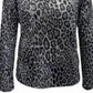Blusa feminina com estampa animal e decote funil, cinza, tamanho médio, da INC International Concepts