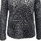Blusa feminina com estampa animal e decote funil, cinza, tamanho pequeno, da INC International Concepts