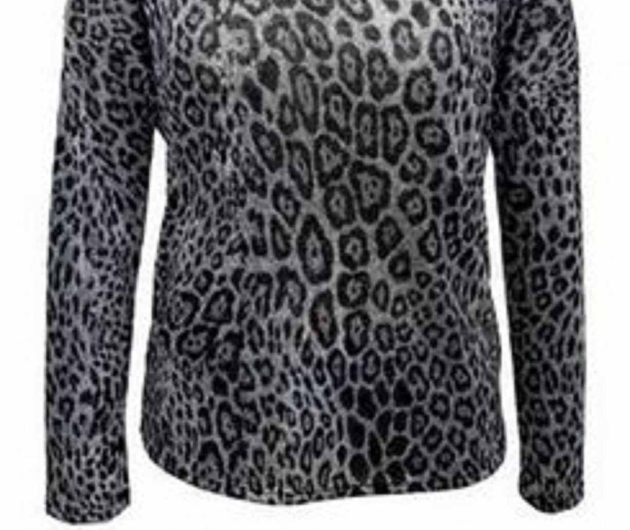 Blusa feminina com estampa animal e decote funil, cinza, tamanho pequeno, da INC International Concepts
