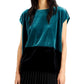 Blusa Alfani Feminina Veludo Colorblocked Preta Tamanho Médio