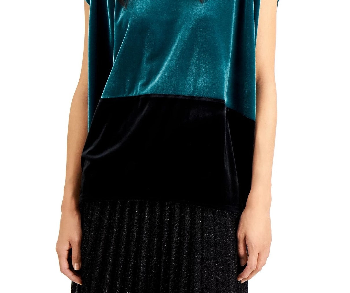 Blusa Alfani Feminina Veludo Colorblocked Preta Tamanho Médio
