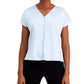 Blusa feminina Alfani com decote em V, azul, tamanho extragrande