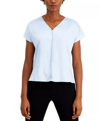 Alfani Women's V Neck Top Blue Size X-Large