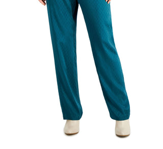 Calça Alfani Feminina com Estampa Jacquard Azul Marinho Tamanho 16