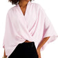 Blusa feminina Alfani com frente cruzada, roxa, tamanho pequeno