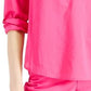 Blusa feminina Charter Club de algodão com gola rosa, tamanho pequeno médio