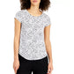 Camiseta feminina estampada Alfani, branca, tamanho pequeno