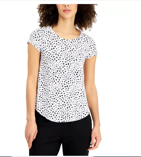 Camiseta feminina estampada Alfani, branca, tamanho pequeno