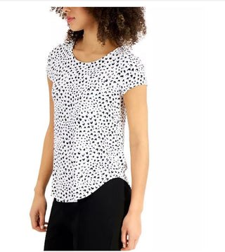 Camiseta feminina estampada Alfani, branca, tamanho pequeno