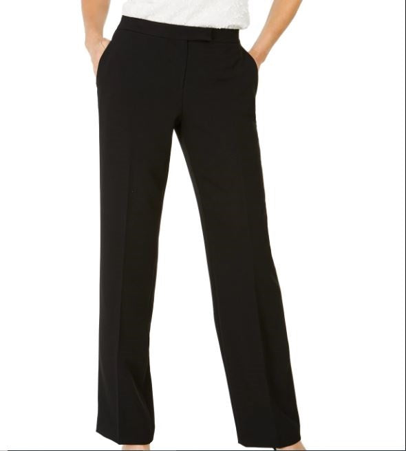 Calça social moderna com cintura alta Kasper feminina, preta, tamanho 10