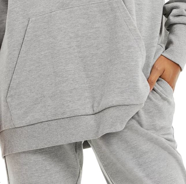 Moletom com capuz French Terry feminino Danielle Bernstein, cinza, tamanho pequeno