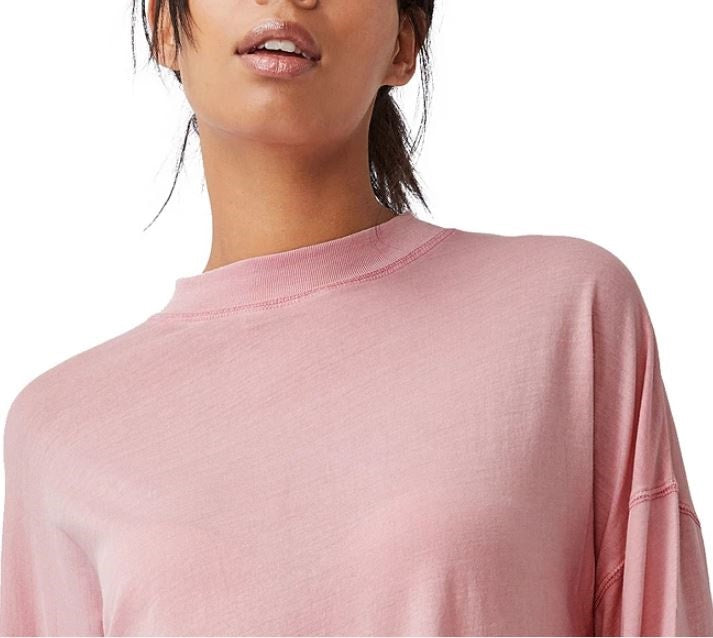 Cotton On Top Feminino Longline Ombro Caído Manga Longa Rosa Tamanho Médio