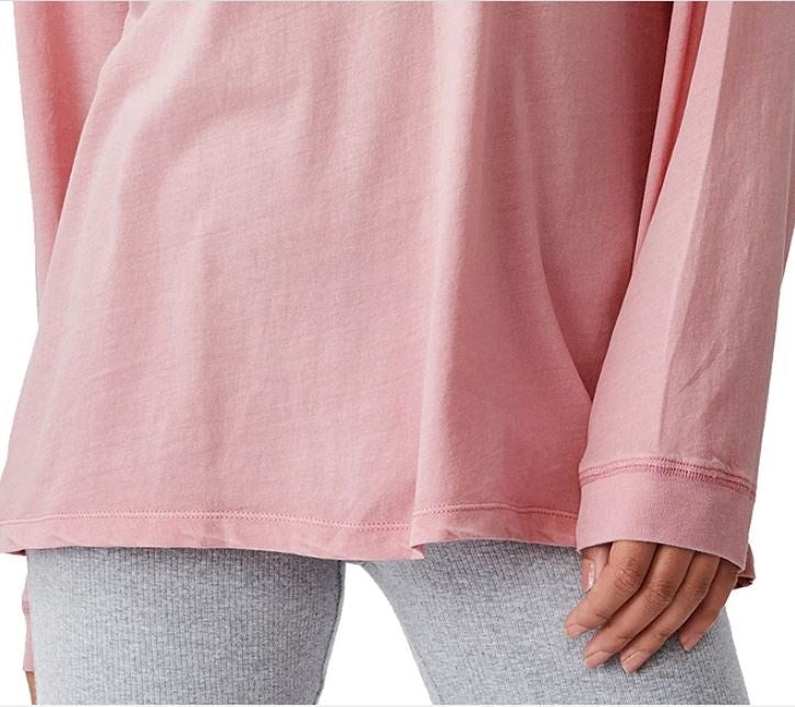 Cotton On Top Feminino Longline Ombro Caído Manga Longa Rosa Tamanho Médio