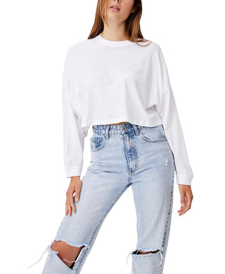 Camiseta feminina Cotton On Kyle Batwing manga comprida branca tamanho X-G