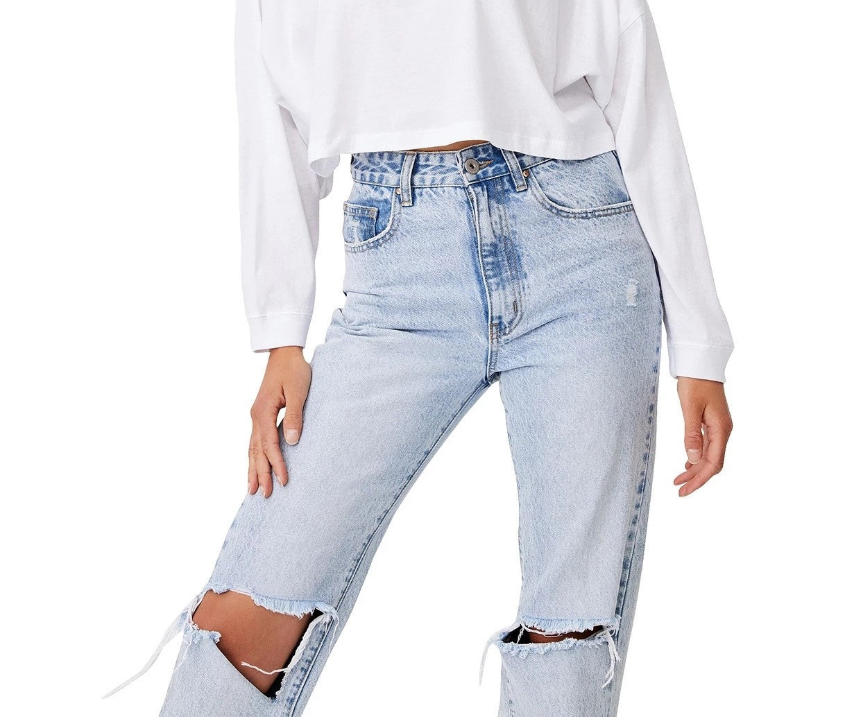 Camiseta feminina Cotton On Kyle Batwing manga comprida branca tamanho X-G