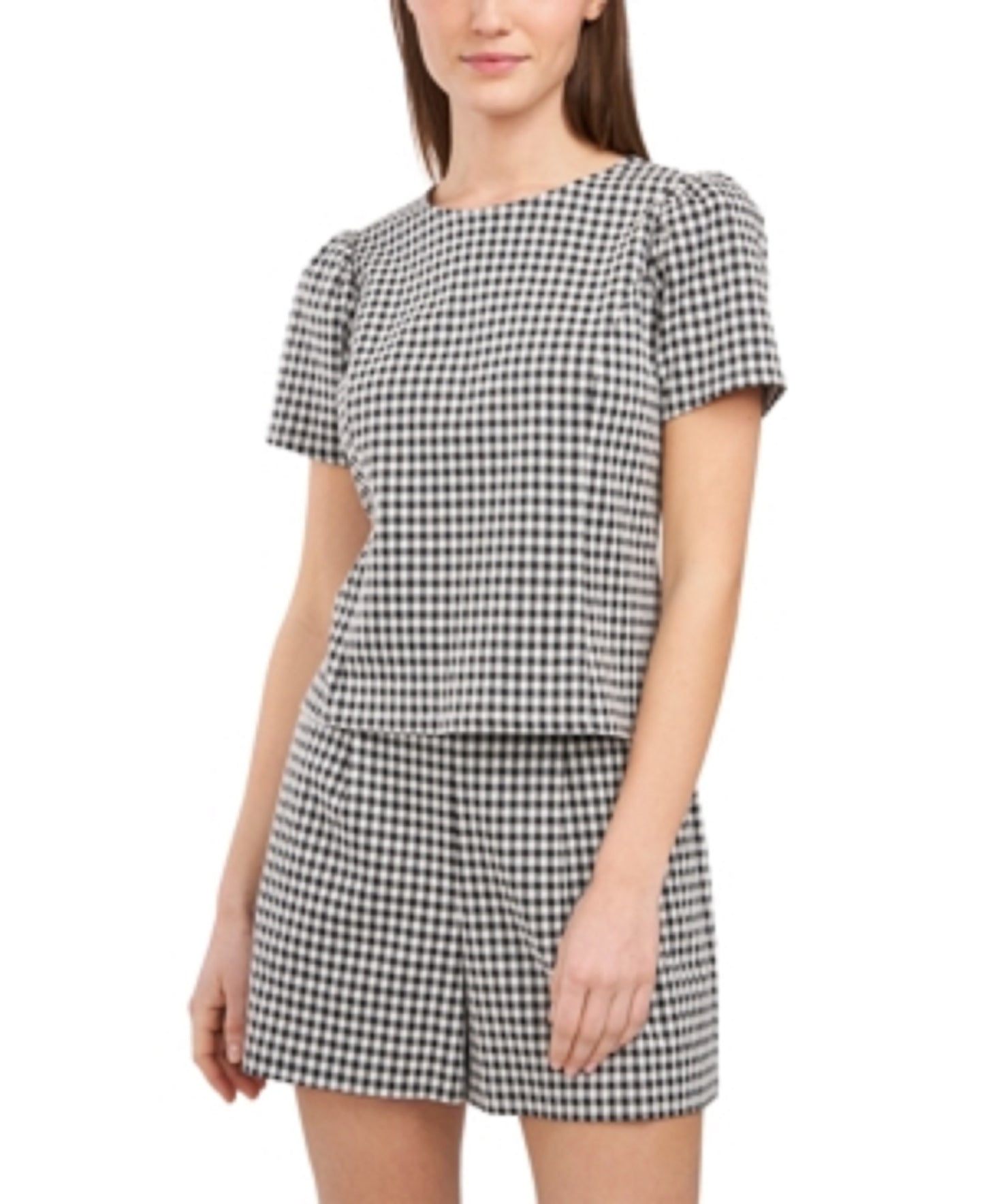 Blusa feminina Riley &amp; Rae Val Gingham cinza tamanho grande
