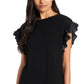 Blusa feminina Riley &amp; Rae com mangas franzidas e bolinhas, cinza, tamanho X-S