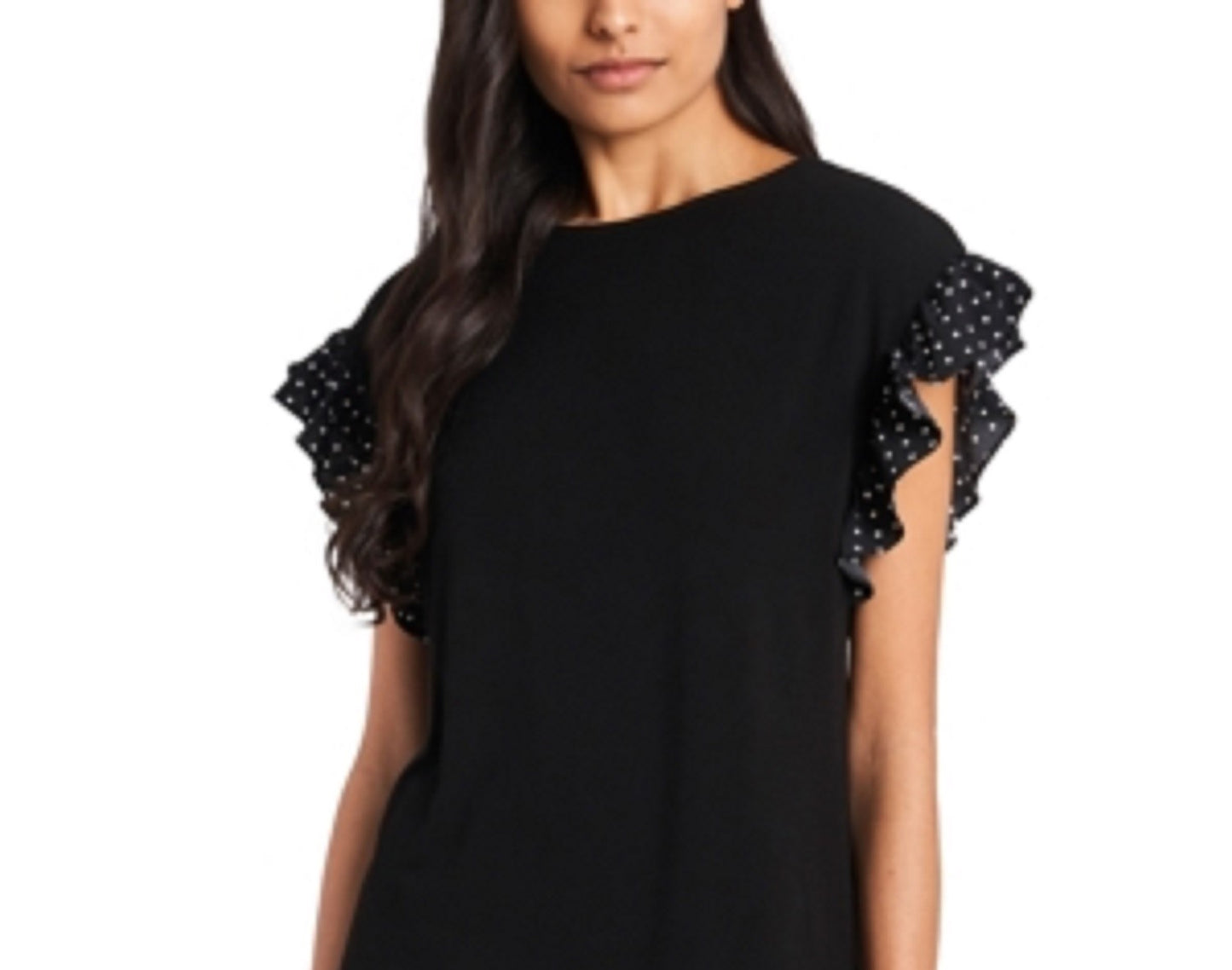 Blusa feminina Riley &amp; Rae com mangas franzidas e bolinhas, cinza, tamanho X-S