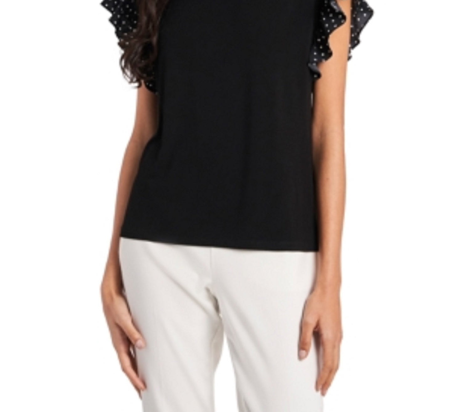 Blusa feminina Riley &amp; Rae com mangas franzidas e bolinhas, cinza, tamanho X-S