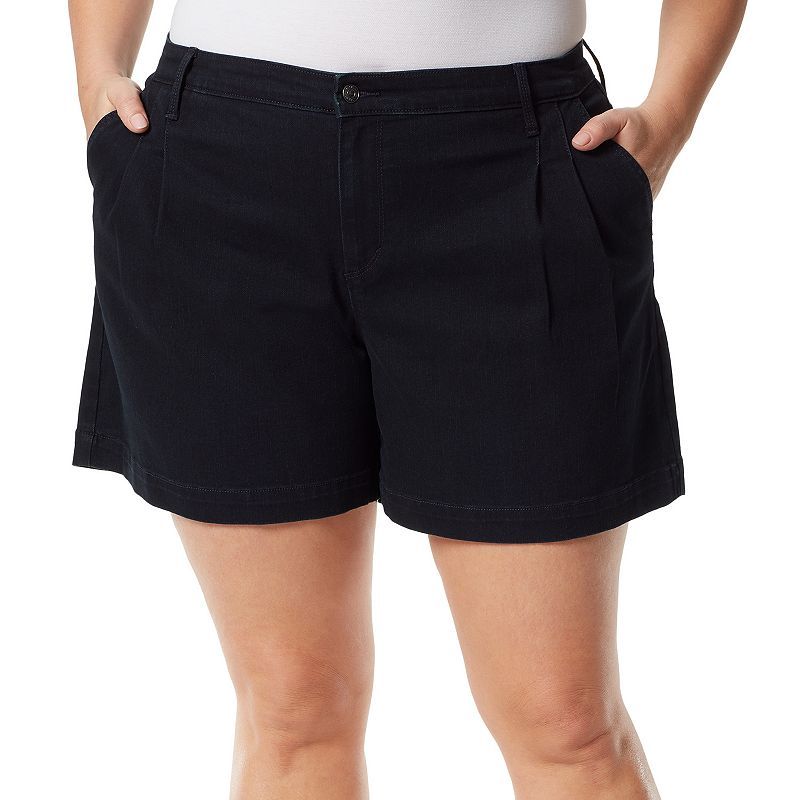 Shorts plissados ​​femininos Gloria Vanderbilt, preto, tamanho 16