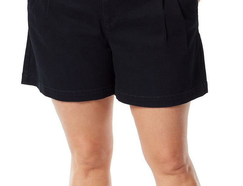 Shorts plissados ​​femininos Gloria Vanderbilt, preto, tamanho 16