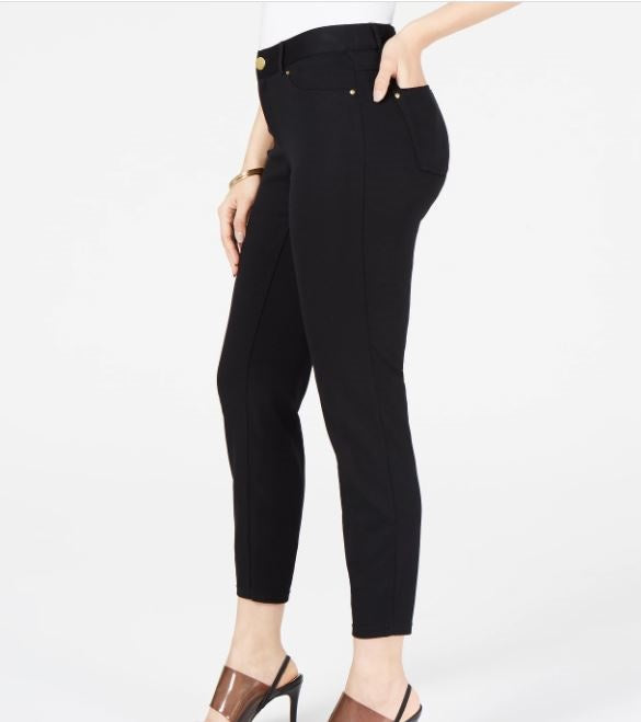 Calça skinny Curvy Ponte feminina da INC International Concepts, preta, tamanho 12