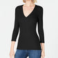 Top canelado feminino INC International Concepts, preto, tamanho extra pequeno