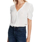 1.STATE Blusa feminina com ilhós e manga bufante, amassada, branca