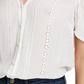 1.STATE Blusa feminina com ilhós e manga bufante, amassada, branca