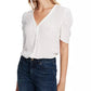1.STATE Blusa feminina com ilhós e manga bufante, amassada, branca