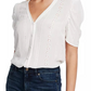 1.STATE Blusa feminina com ilhós e manga bufante, amassada, branca