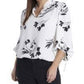 Blusa feminina Vince Camuto Plus Size com manga comprida e laços florais, branca, tamanho 2X