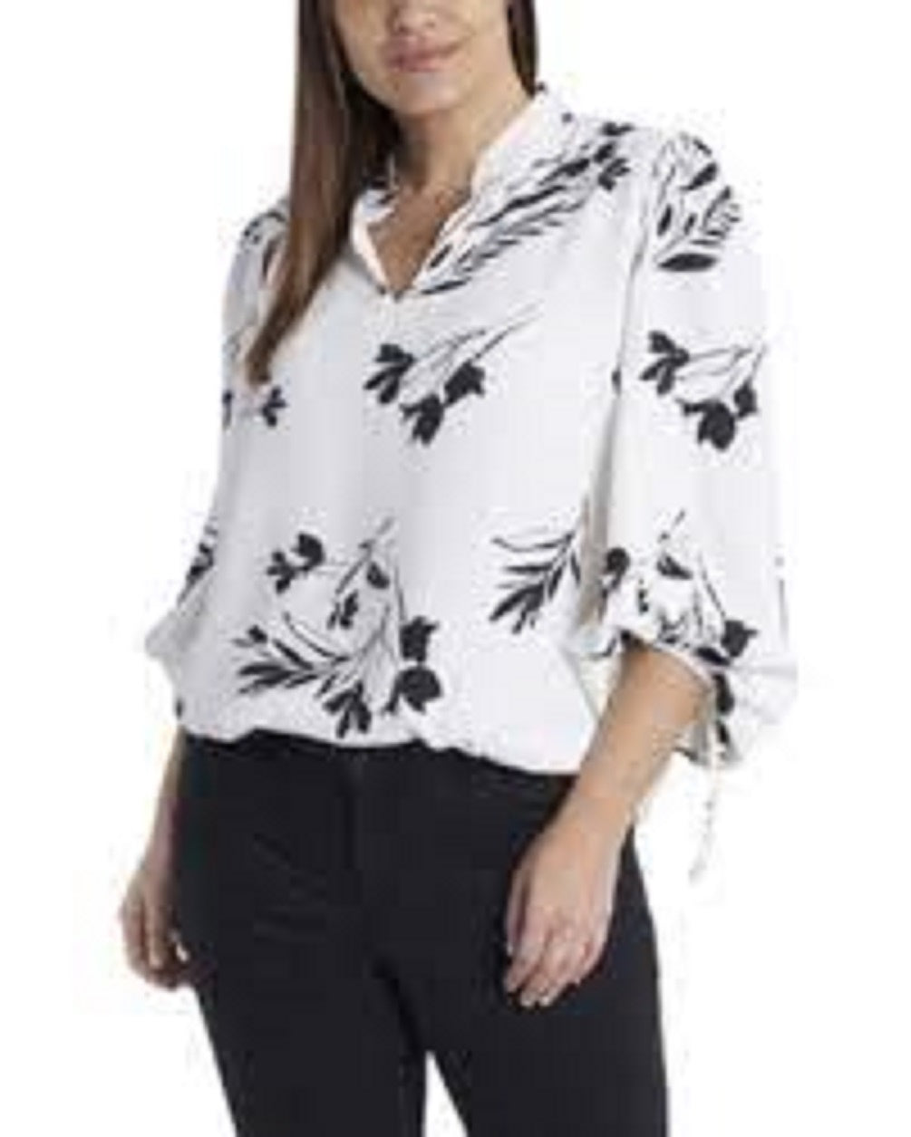 Blusa feminina Vince Camuto Plus Size com manga comprida e laços florais, branca, tamanho 2X