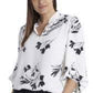 Blusa feminina Vince Camuto Plus Size com manga comprida e laços florais, branca, tamanho 2X