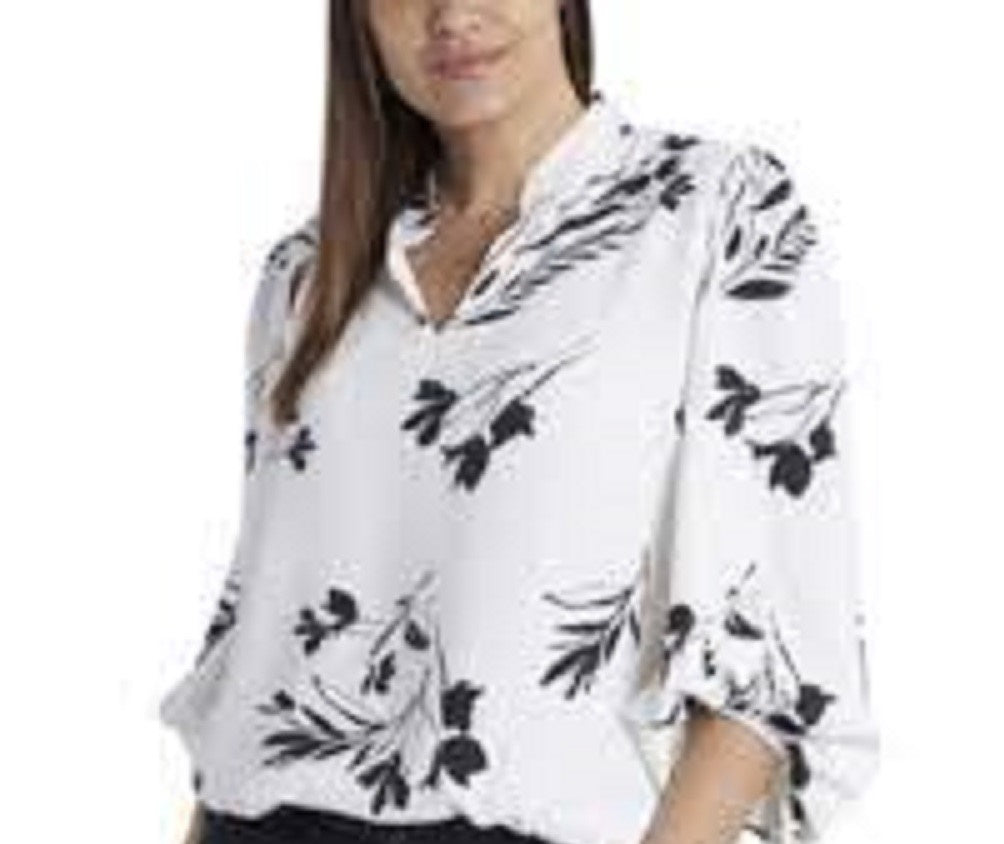 Blusa feminina Vince Camuto Plus Size com manga comprida e laços florais, branca, tamanho 2X