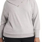 Vince Camuto Blusa feminina plus size com decote dobrável e manga comprida, cinza, tamanho 3X
