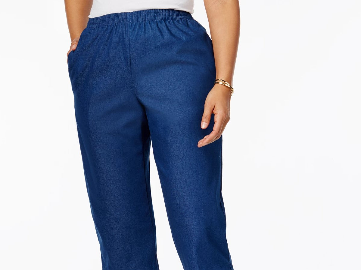 Calça jeans capri feminina Alfred Dunner Petite Pull-On azul escuro tamanho 18P