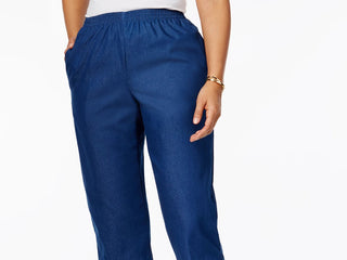 Alfred Dunner Women's Petite Pull-On Capri Jeans Dark Blue Size 18P