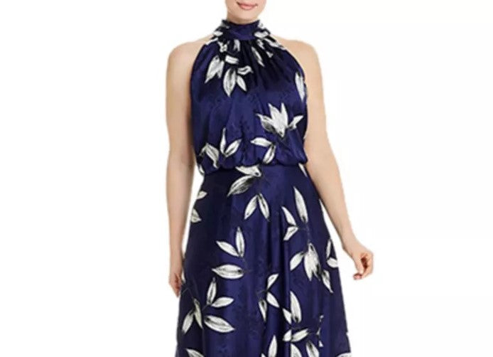 Vestido tomara que caia plus size feminino Adrianna Papell, azul marinho, tamanho 18